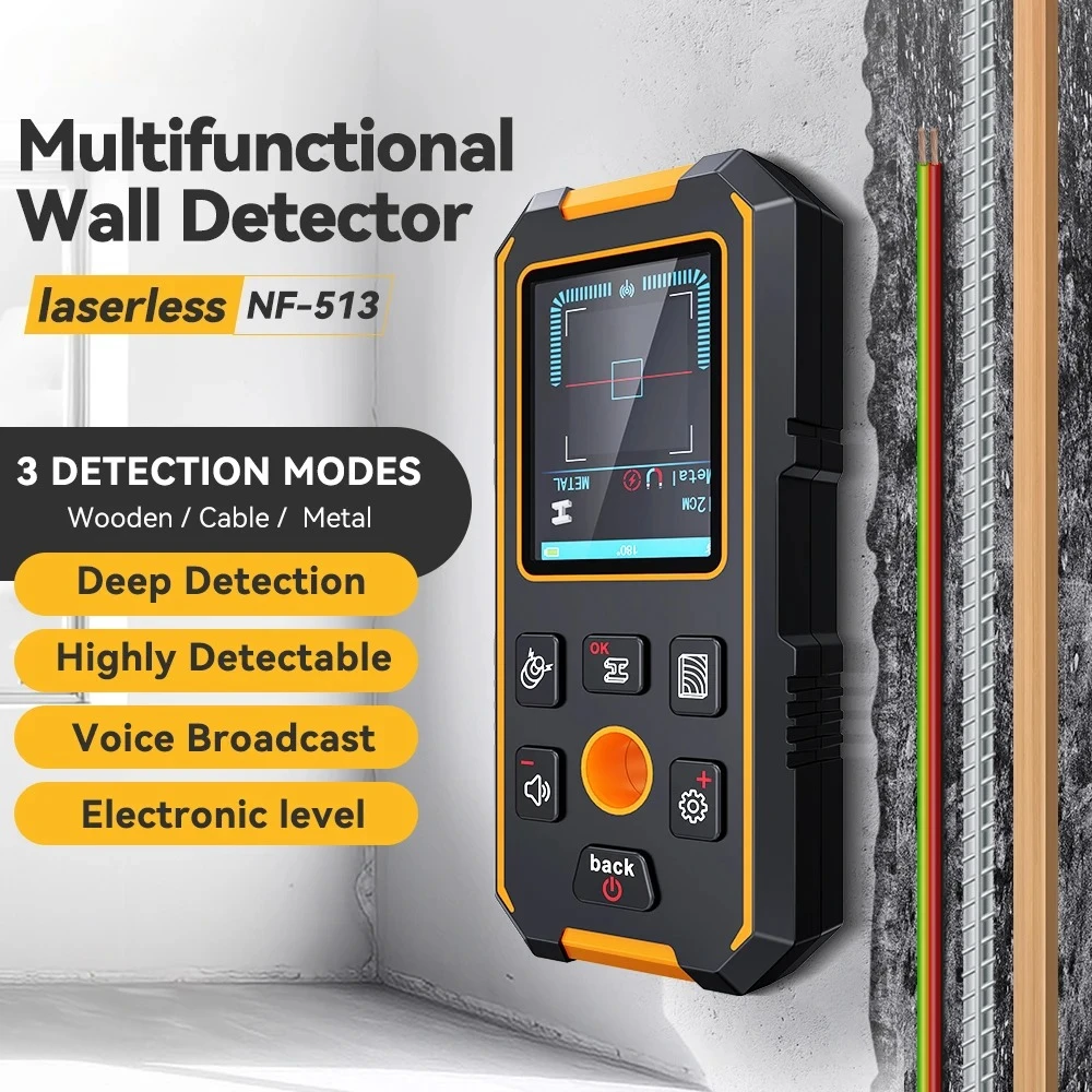 

Wall Scanner Metal Detector Pipeline Reinforced AC Live Cable Wires Metal Wood Stud Find with Positioning Hole Wall