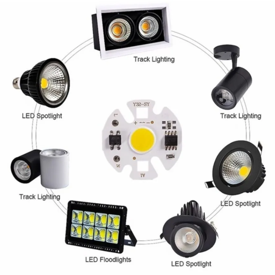 Ampoule LED COB AC 220/240V, IP65, IC Intelligent, Pas Besoin de Pilote, Perle de Lampe 3/5/7/9/10/12W, DIY, Projecteur, Puce d'Extérieur