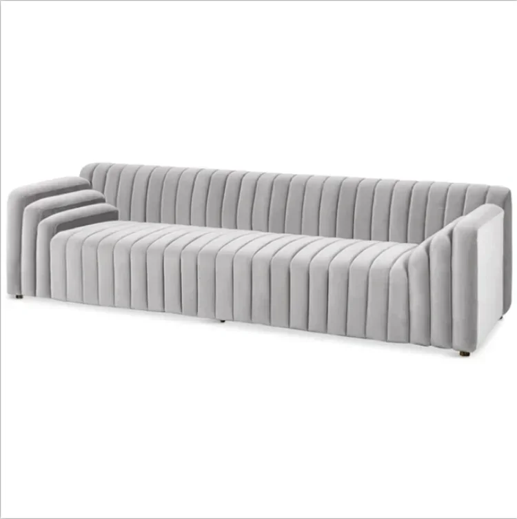 Spot fashion fabric soft bag pull wire double triple black sofa model room hotel lobby Nordic furniture