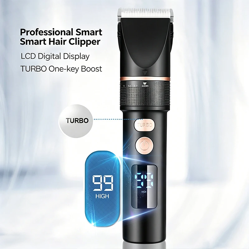 LCD Display Hair Clipper Electric Hair Trimmer for Men Barber Titanium Ceramic Blade Salon Hair Cutting Machine view 4