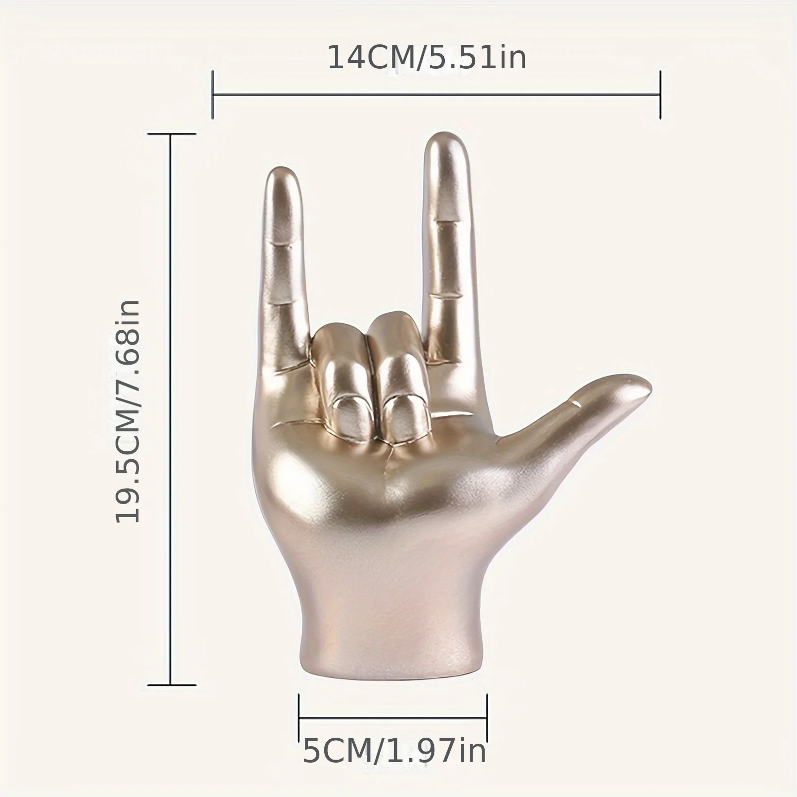 Resin Rock Hand Sculpture: Love Sign Gesture, Suitable for Indoor/Outdoor Use, Celebrates Multiple Holidays