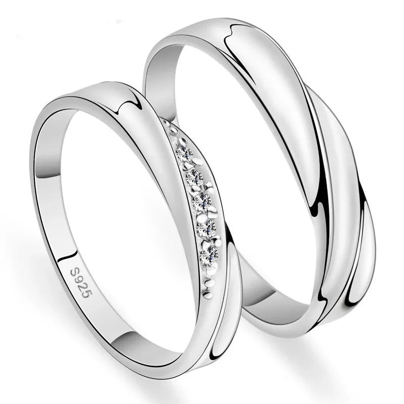

Fashion 925 Sterling Silver Dazzling Mosaic Zircon Couple Finger Rings for Women Men Wedding Lover Ring Jewelry Resizable Ring