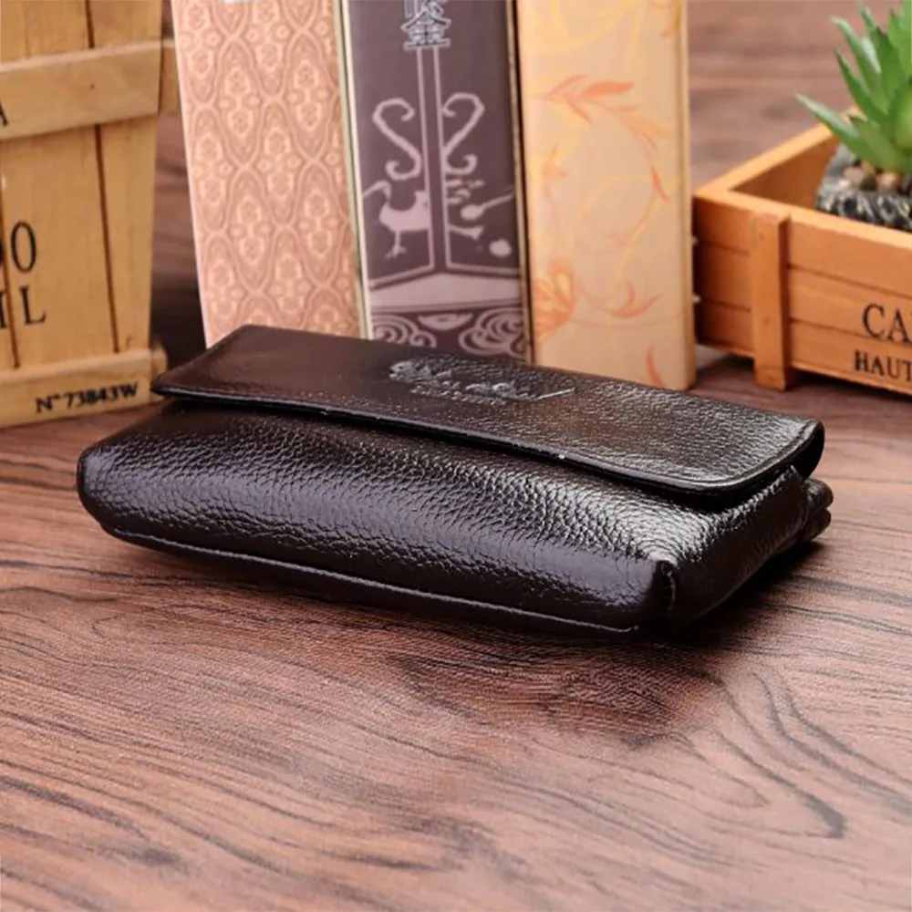 New Genuine Leather Business Waist Bag First Layer Cowhide Men Hip Bum Fanny Hook Pack Loop Skin Belt Case Mobile Cell Phone Bag