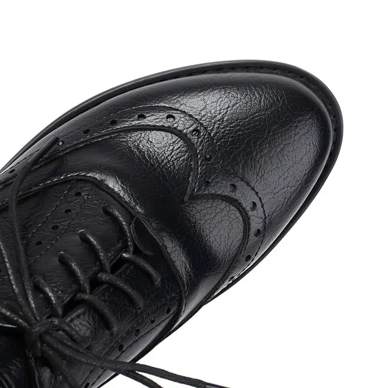 ORCHALISA الفاخرة الترفيه اليومية الإناث مضخات جولة تو كتلة الكعوب 3.5 سنتيمتر الدانتيل يصل حجم كبير 45 46 47 48 مكتب سيدة أحذية الربيع #5