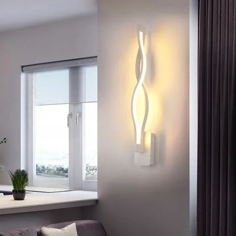 Modern Simple Bedside Aisle Indoor Aluminum Wave LED Wall Lamp