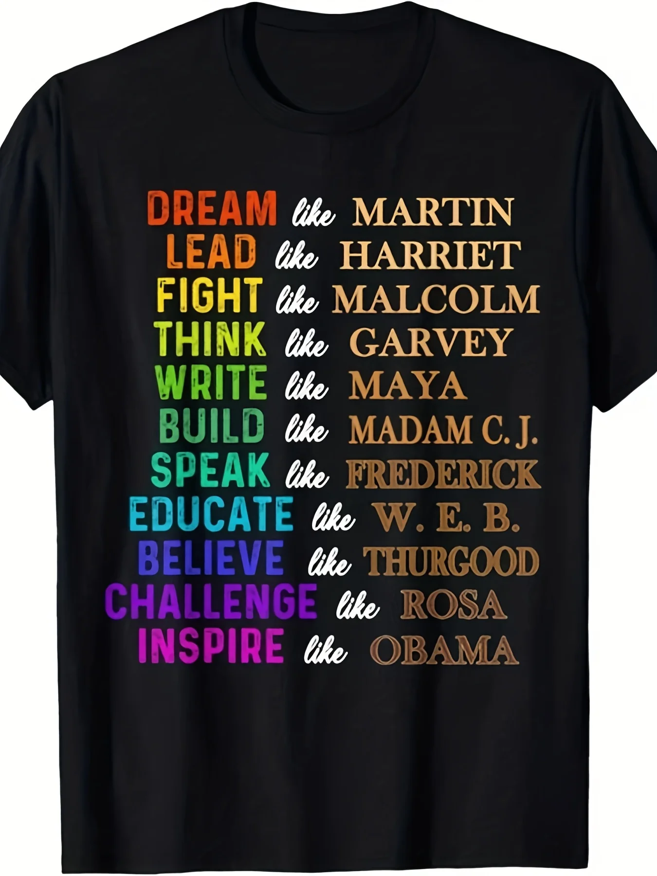 Juneteenth T-Shirt for Men & Women - Unisex Black History Commemorative Shirt with Martin & Harriet Lettering, Lightweight Breathable Short Sleeve Crew Neck Suitable for Travel, Casual Wear, Outdoor Activities, Machine Washable Year-Round