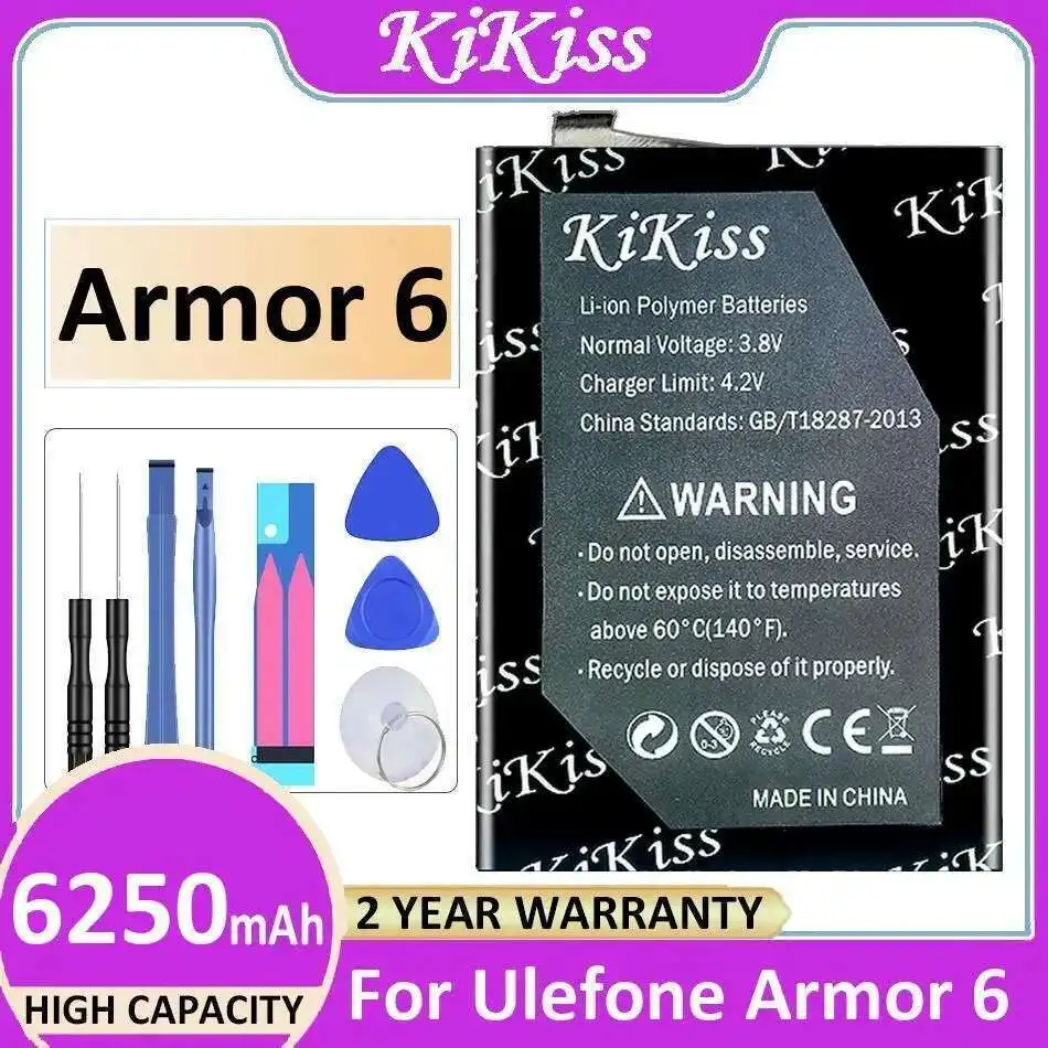 

Легкий аккумулятор для мобильного телефона Ulefone Armor 6, высокая совместимость 6250 мАч