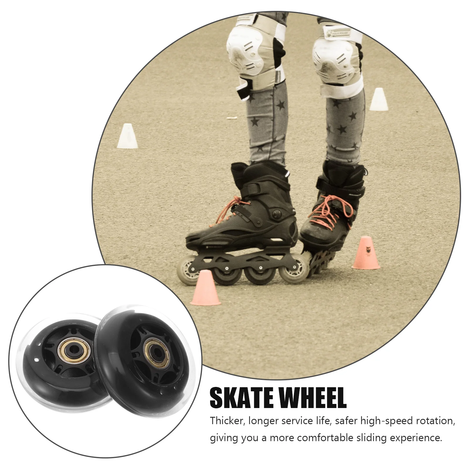 

2Pcs Silent Outdoor Skate Wheels PU Wear Resistant Replacement Roller Skate Wheels High Elastic Comfort