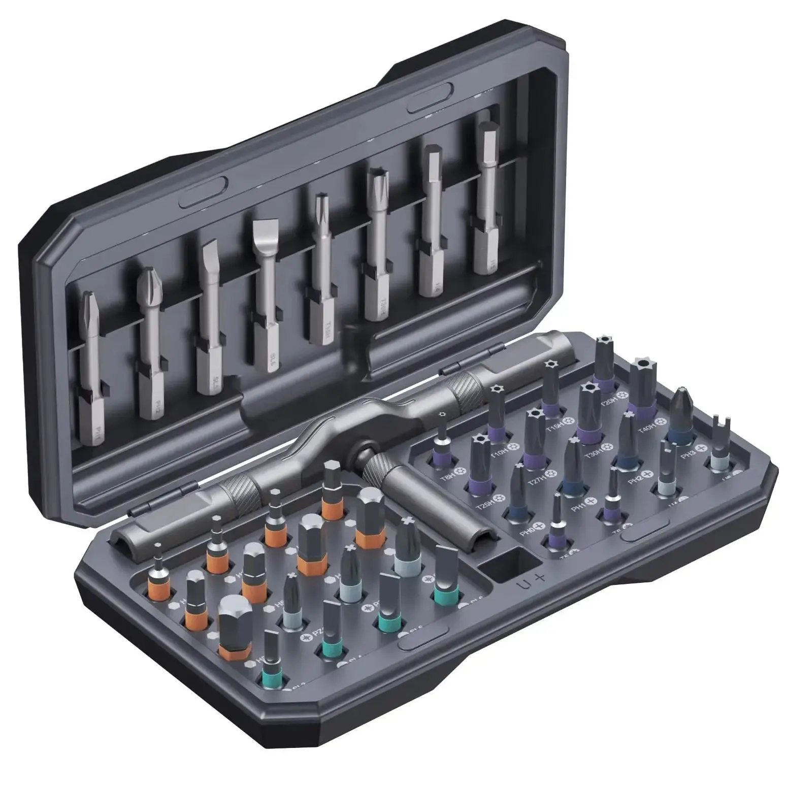 

Набор магнитных отверток 42-в-1: многофункциональный набор для ремонта с отсоединяемой рукояткой-трещоткой и вращающимися битами, прецизионный инструмент для ремонта