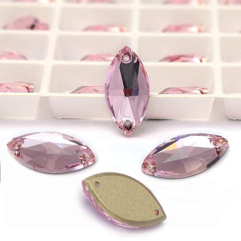 Pubrilex 3223 Navette Aufnähbare Strasssteine, Brillante Flache Rückseite, zum Nähen für Kleidung, Eiskunstlauf, SYM-Anzugdekoration – Detail 14