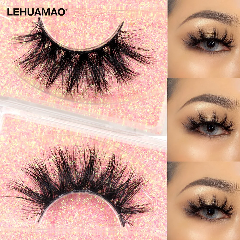 LEHUAMAO Mink Eyelashes 3D Mink Hair False Eyelashes Wispy Natural Lashes Handmade Fluffy Eyelash Extension Tools Cross Makeup