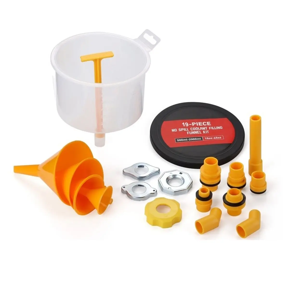 A1467K 19 Pieces Leakproof Coolant Funnel Set with Adapters Professional Universal Radiator Bleeder Set for Universal Vehicle SU