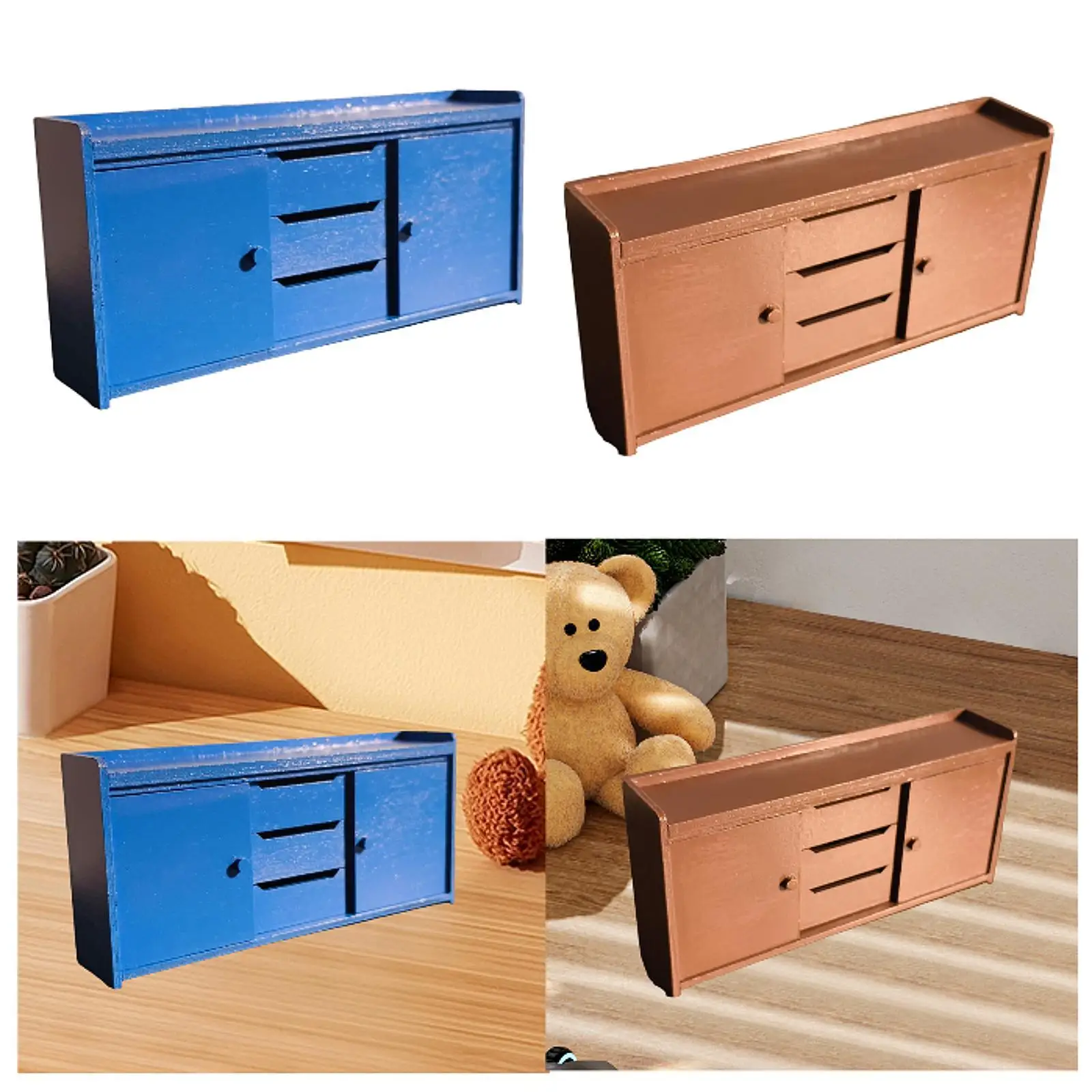 1/12 Dollhouse Simple Showcase Wood Cabinet for Dolls House Toys DIY Scene