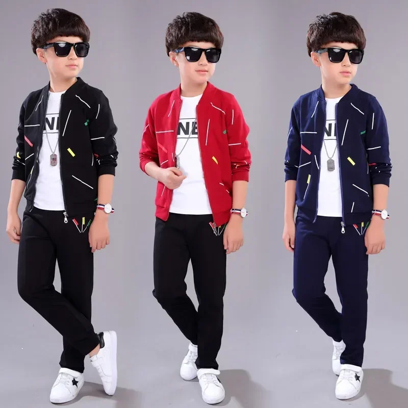 Big Boys Clothes Set Autumn Winter Cotton Cartoon 3pcs Baby The Boy Tracksuit Children\'s Casual Suit Kids Clothing Set