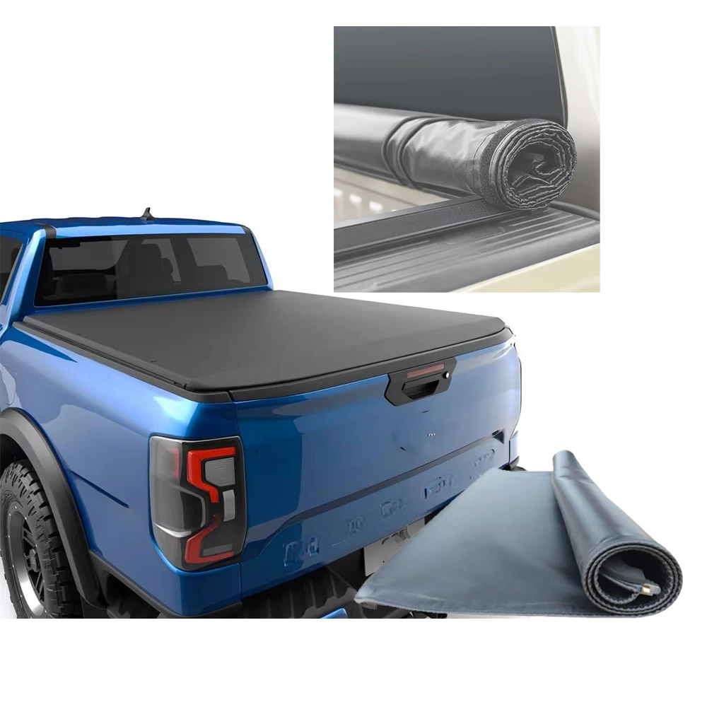 Hot Sale Off Road Aftermarket Parts Roll up Bed Cover Replacement Black Lock Soft Tonneau Cover for Universal Pickups