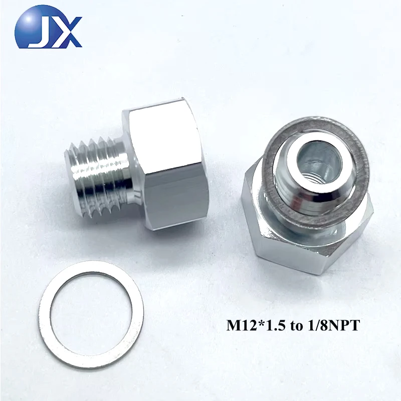 M12x1.5 to 1/8NPT Oil Pressure Sensor Adapter for LS Engine Swap Gauge Kit – Aluminum Anodized with SS Washer, Fits LS1/LS3/5.3L
