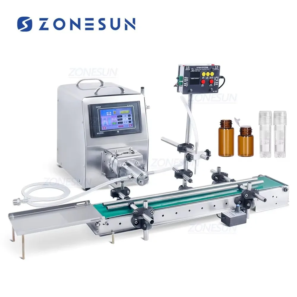 Automatic Small Ceramic Pump Liquid Filling Machine High Accuracy Small Volume Filler With Conveyor For Cosmetics Food
