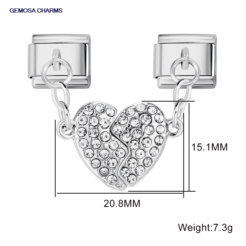 GEMOSA Design Herz Abnehmbare Magnetische Anziehung Italienischer Charm Link Fit 9mm Edelstahl Armband DIY Herstellung Perlen Schmuck – Detail 2