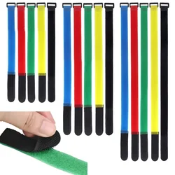 10Pcs Nylon Cable Ties Reverse Buckle Strap 2cm Width Reusable Magic Self Adhesive Tape Fastener Hook Loop Fixed Strap Durable