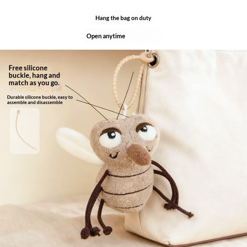 Juguete de peluche de mosquito gigante Press & Buzz: divertido dije de mochila con sonido de zumbido, regalo de broma de insecto relleno blando extraño.