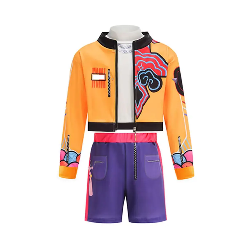 Mädchen Hip-Hop Tanzkostüm 3-teiliges Set Crop Top Shorts Kinder Sänger Bühnenoutfit 2026 Neue Cosplay-Kleidung – Detail 4