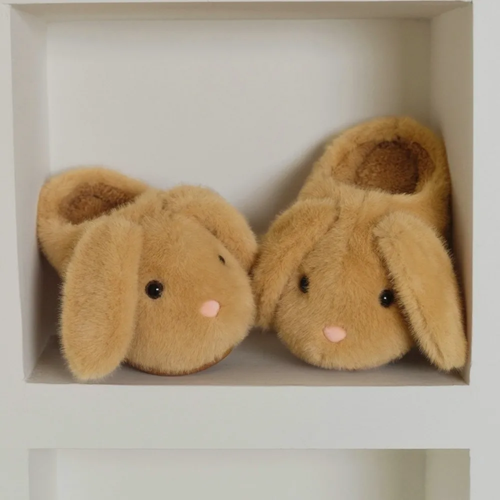 Sandal Cat Paw Bottom Plush Lop Rabbit Slides Cute Soft Bunny Slippers Thick Sole Lovely Winter Slippers Girls view 3