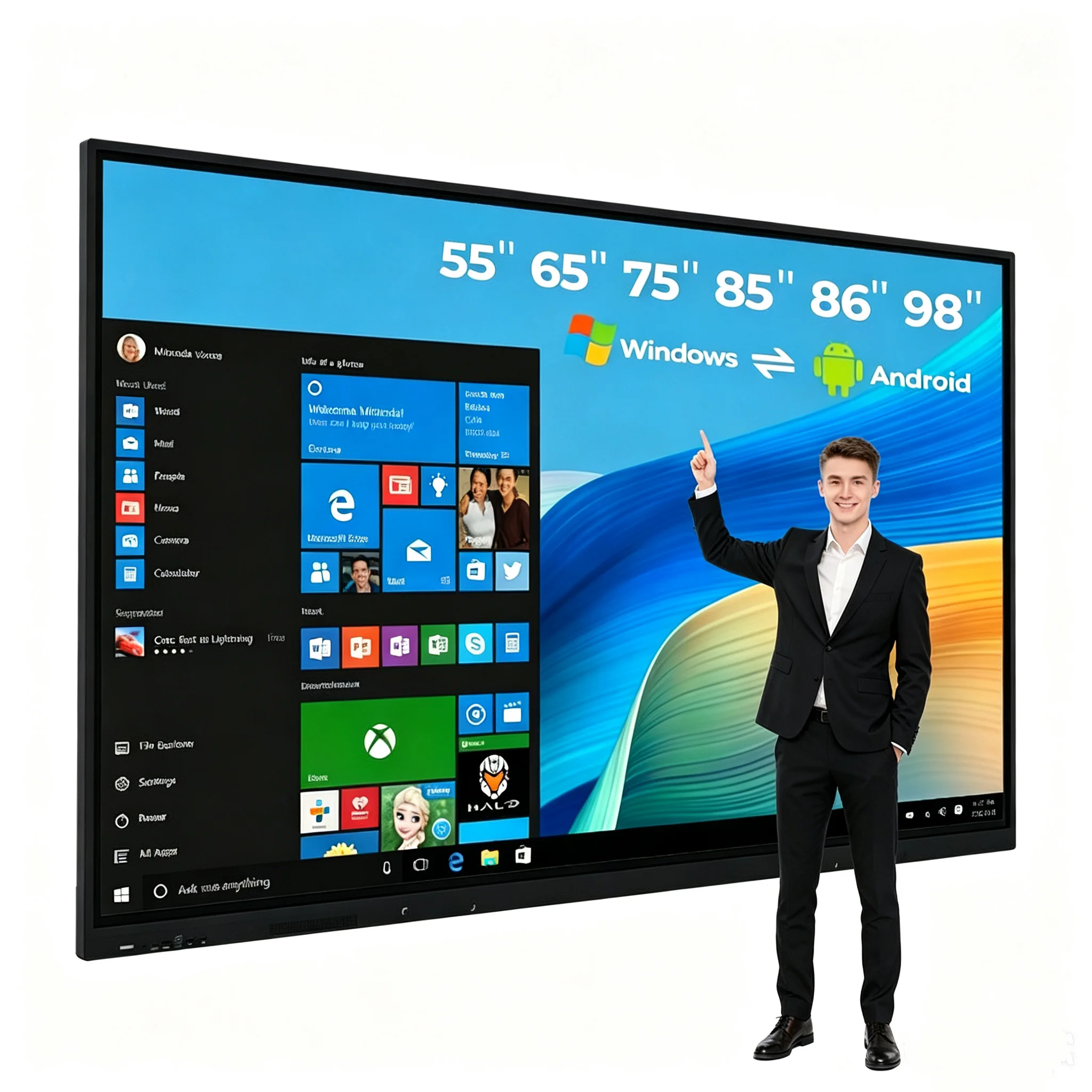 65 75 Inch School Touch Smart Mobile Interactive Whiteboard Education Screen Interactive Panel White Board Blackboard