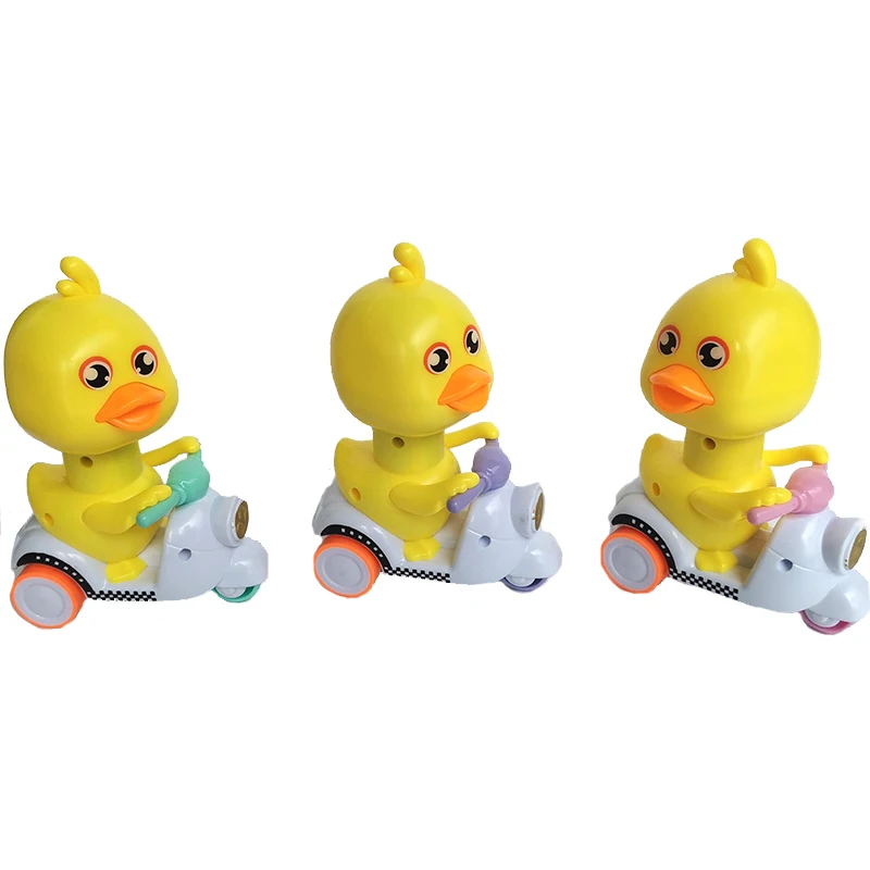 Cute Cartoon Duck Car Pressed Wind Up Motorcycle Toy Yellow Duck Model Kids Baby Funny Toy Car