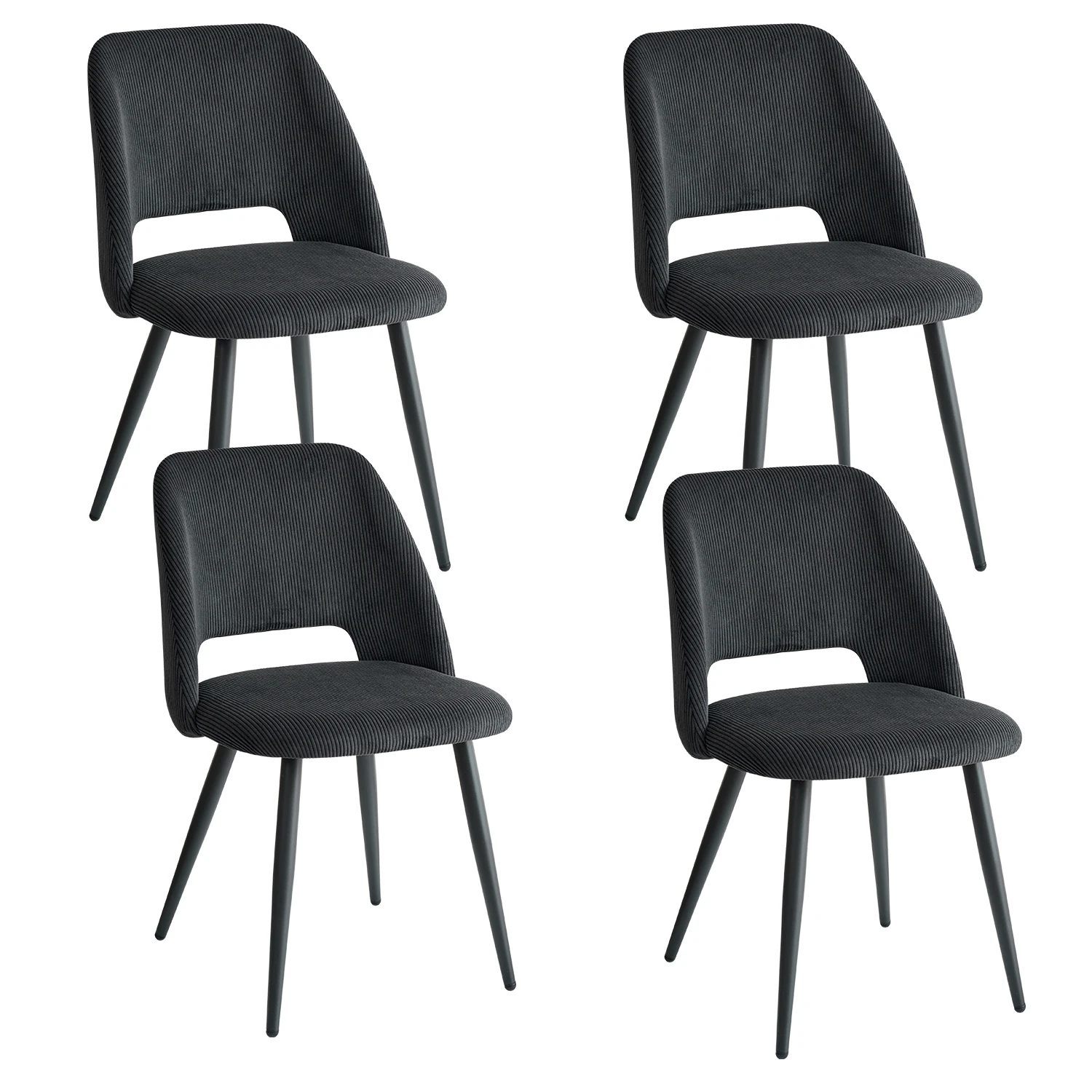 Set van 2/4/6 stijlvolle corduroy eetkamerstoelen - zitting van zachte stof, ergonomisch ontwerp, geschikt voor gezinsetruimte
