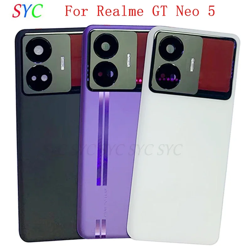 Cubierta de batería de puerta trasera, funda carcasa para Realme GT Neo 5, cubierta trasera con piezas de reparación de lentes de cámara