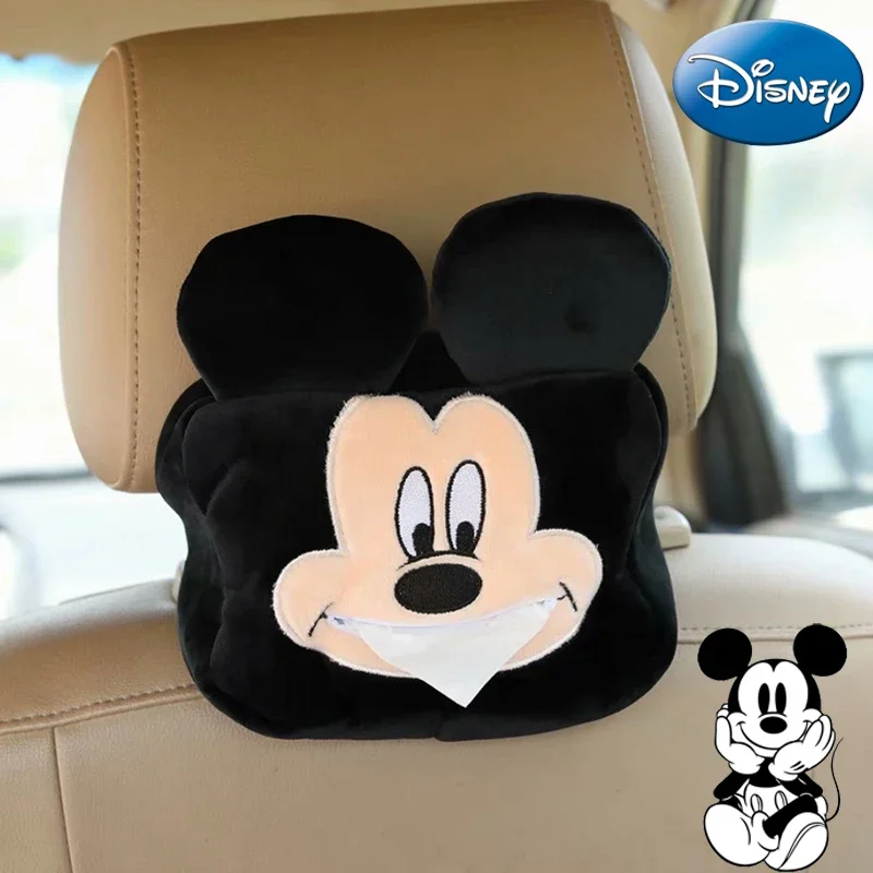 Disney Mickey Mouse cartoon Auto Tissue Box Pluche schattige autostoel Terug Hangende armsteun Box Draagbare papieren pakket Case Papierhouder