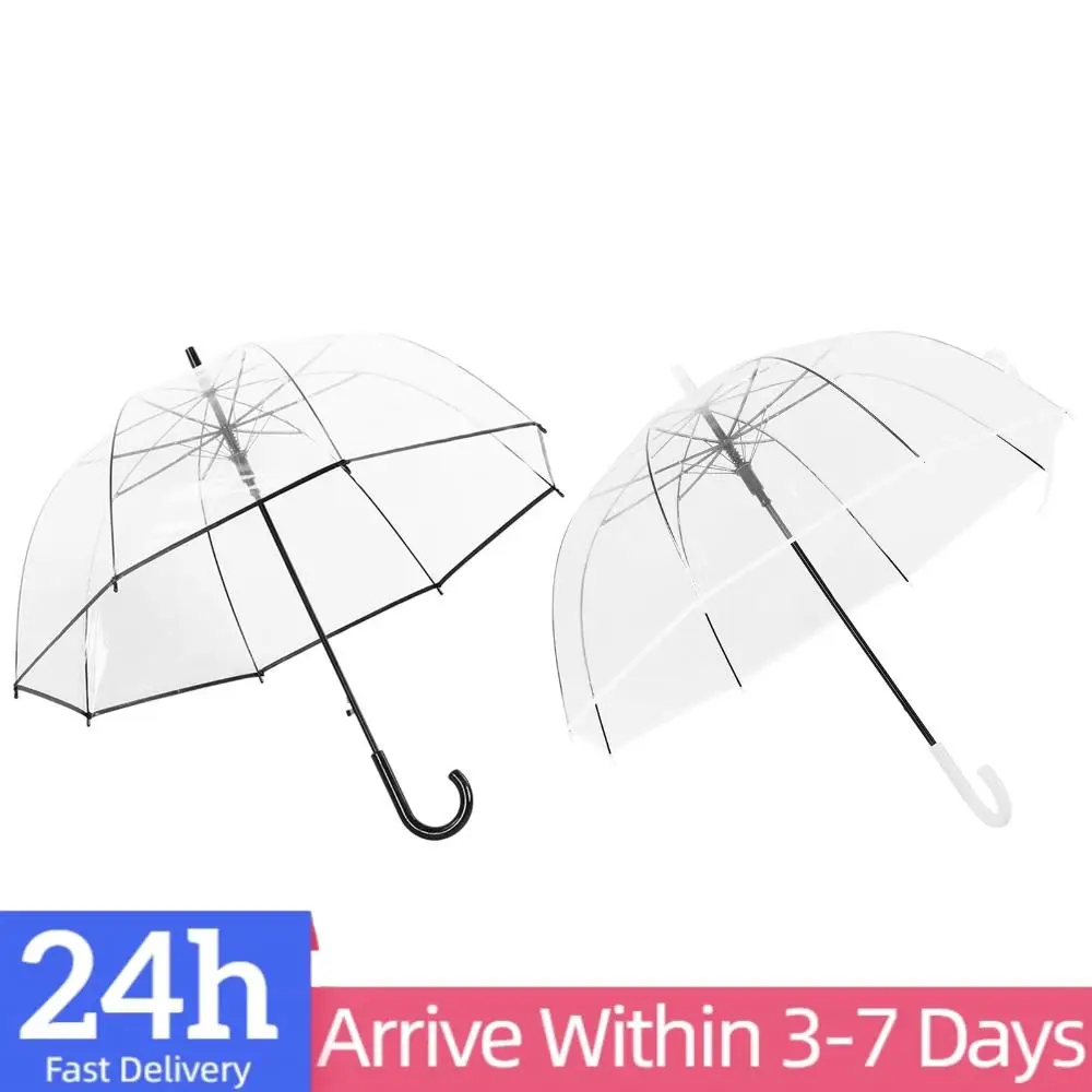 

60 прозрачных зонтов от дождя оптом с классической ручкой-крючком, 8 спиц, автоматическое открытие, зонт-шар, высокая видимость, для свадьбы