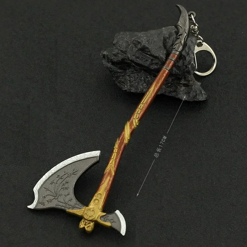 God of War Leviathan Axe Kratos Keychain Game Full-level Weapon Model Katana Metal Sword Samurai Toys for Boy Children Gifts