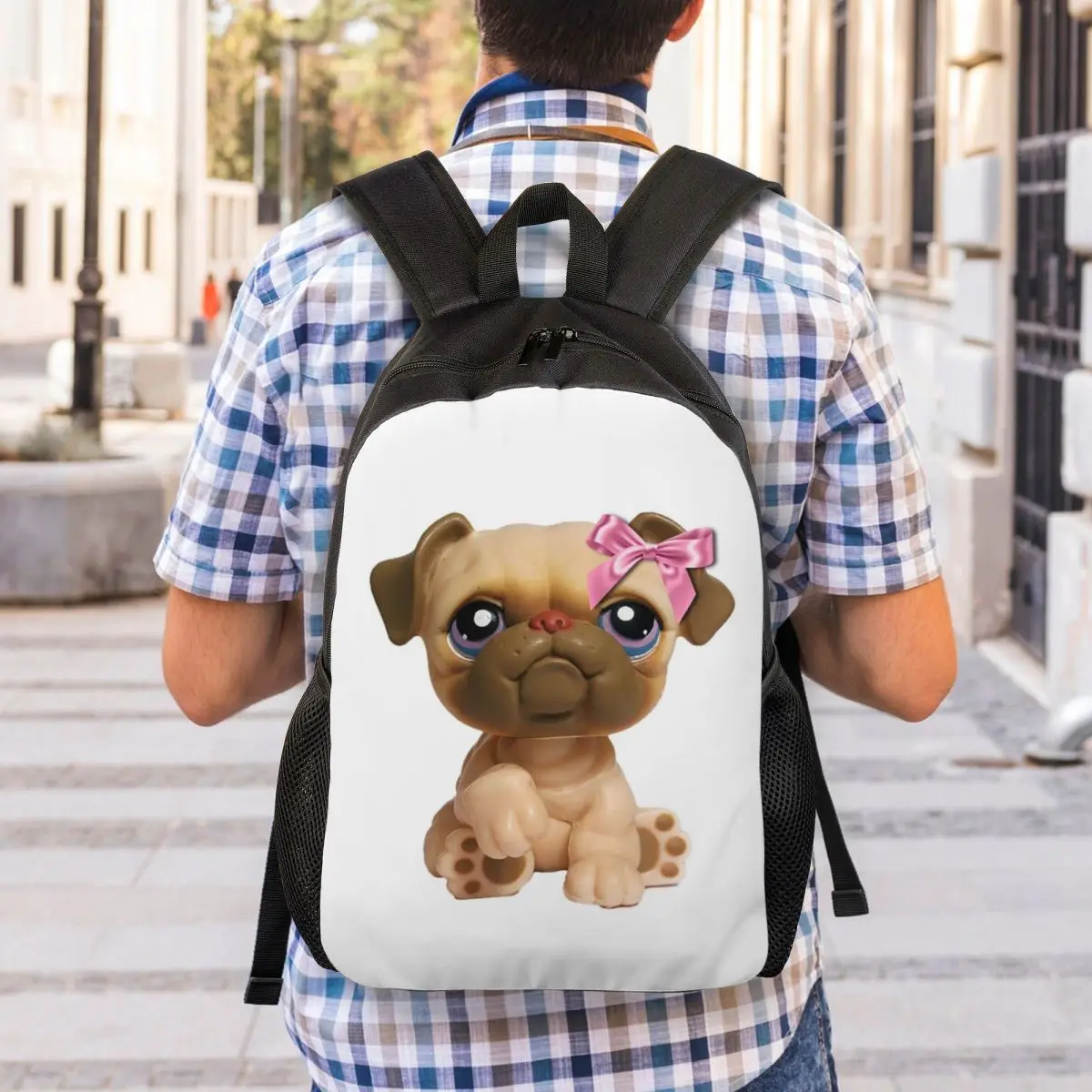 Coquette Littlest Pet Shop LPS Bulldog 451 Backpack Student Boys Girls BookBag School Bag Computer Shoulder Bags