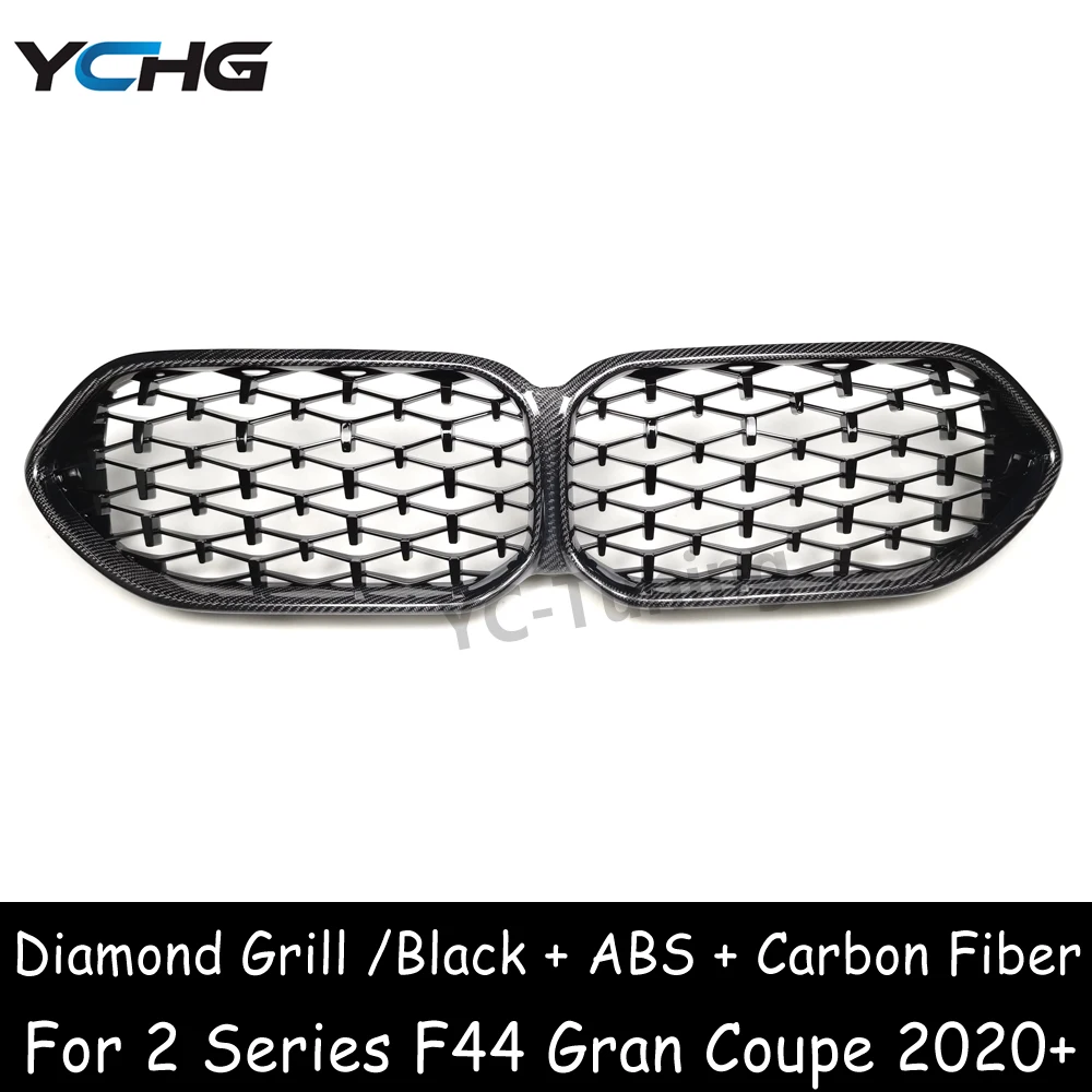 F44 ABS Carbon Fiber Diamond Style Black Front Bumper Kidney Grille for BMW 2 Series Gran Coupe M235i 216i 218i 220i 228i 2020+