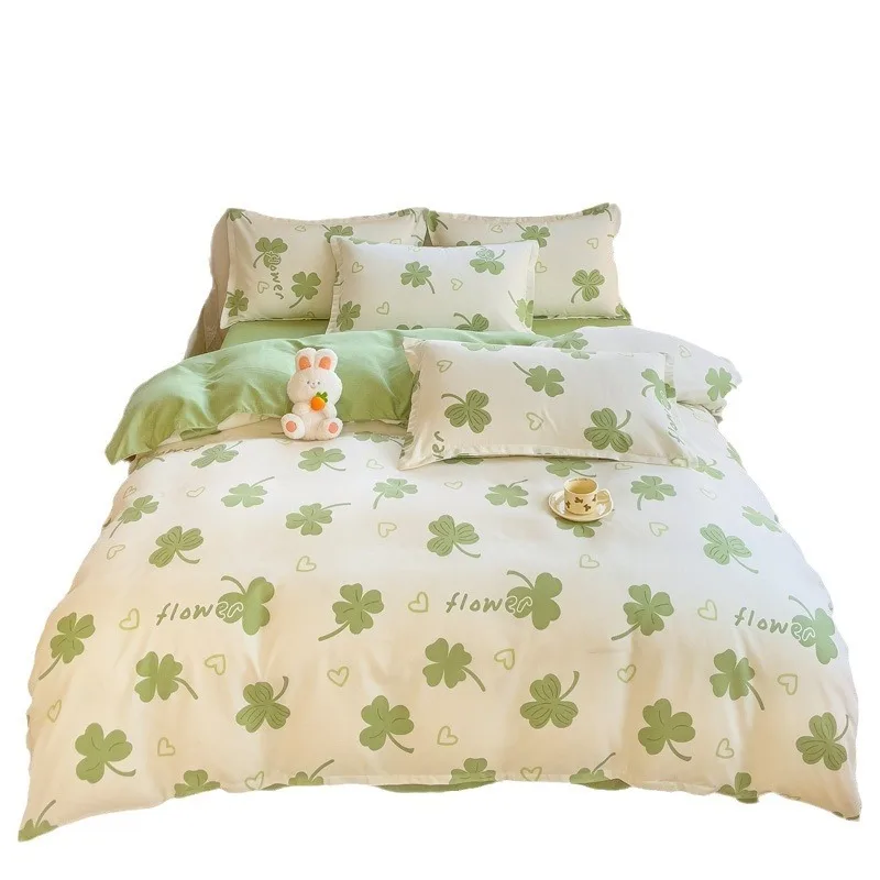 Imagem -06 - Estampa Floral Lavado Algodão Duvet Cover Grupo Macio Respirável Conjunto de Cama sem Enchimento Estilo Coreano Simples Confortável Quarto de Casa Pcs