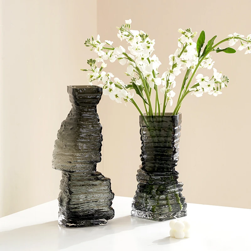 

Glass Simple High-end Style Vase Art Living Room Decorative Item Design Sense Creative Minimalist Vases O Vaso Home Decoration