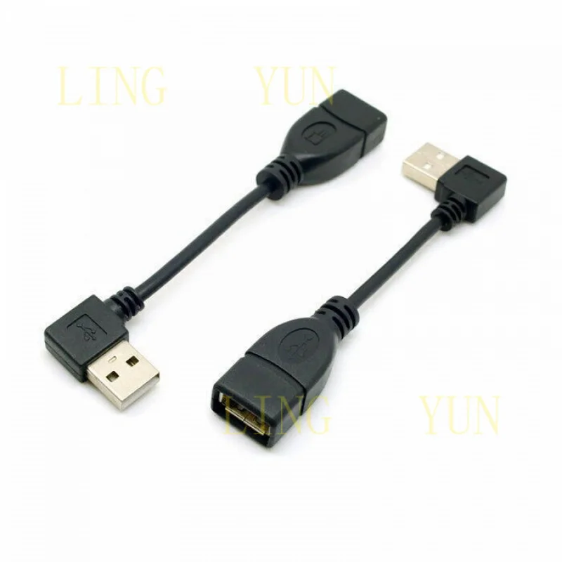 Z  2pcs 90 Degree Left & Right Angled USB 2.0 A Male to USB Female Extension Cable