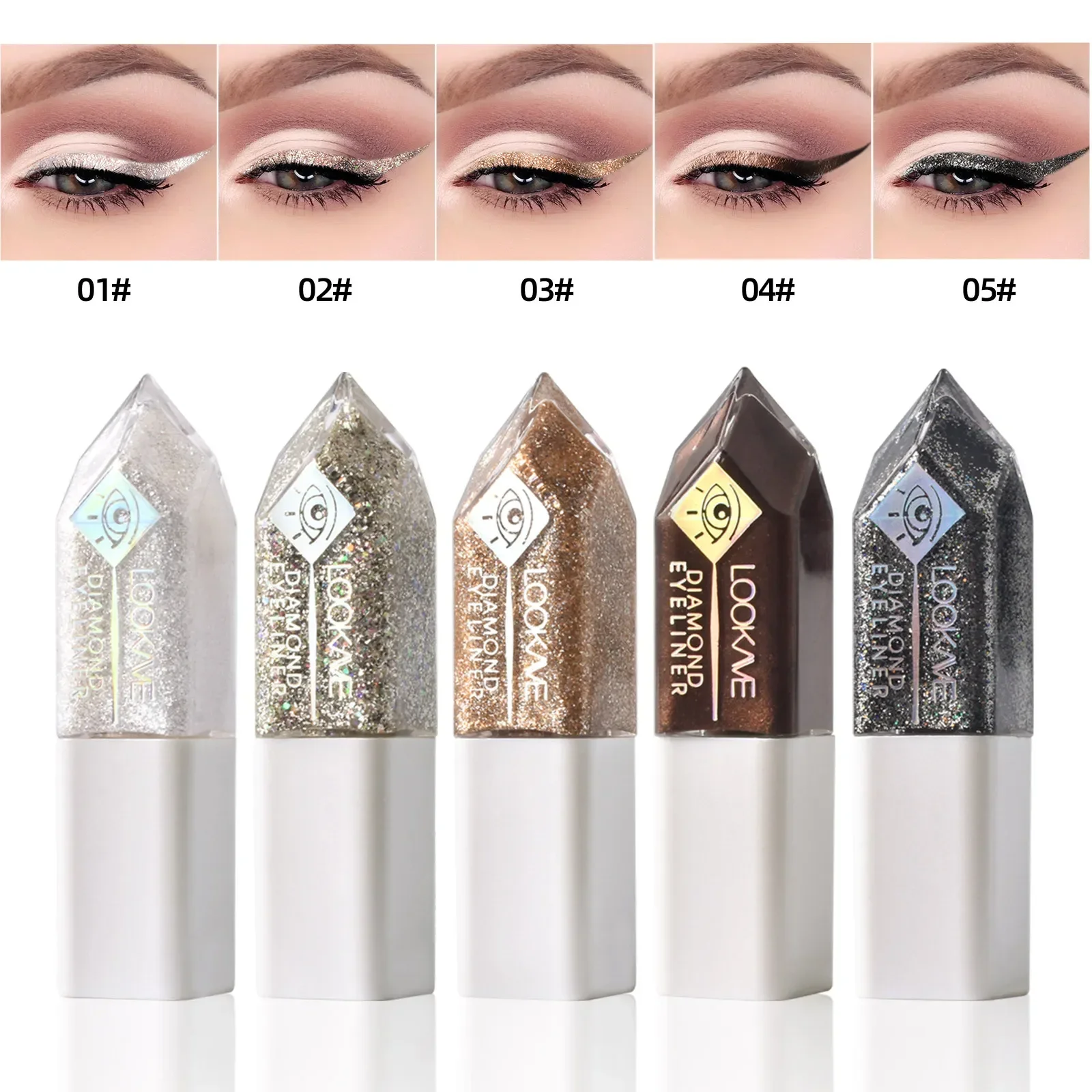 5 Colors Eye Shadow Pearlescent Diamond Eye Shadow Liquid Sequins Smooth Shiny Eye Liners Liquid Glitter Fast-Drying Eyeliner