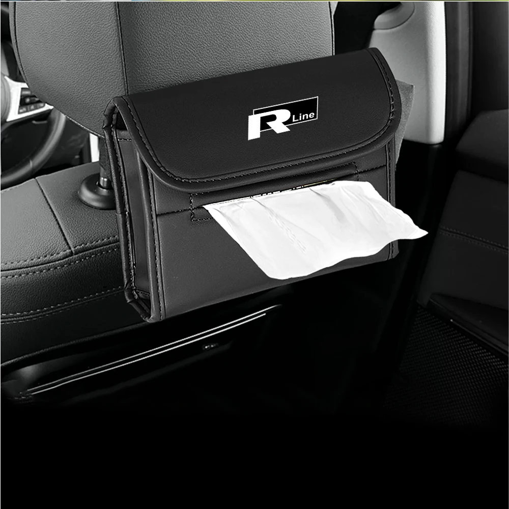 Car Tissue Box Sun Visor Seat Back Hanging Leather Storage Box Auto Accessories For Volkswagen VW Tiguan MK1 MK2 Passat Sharan