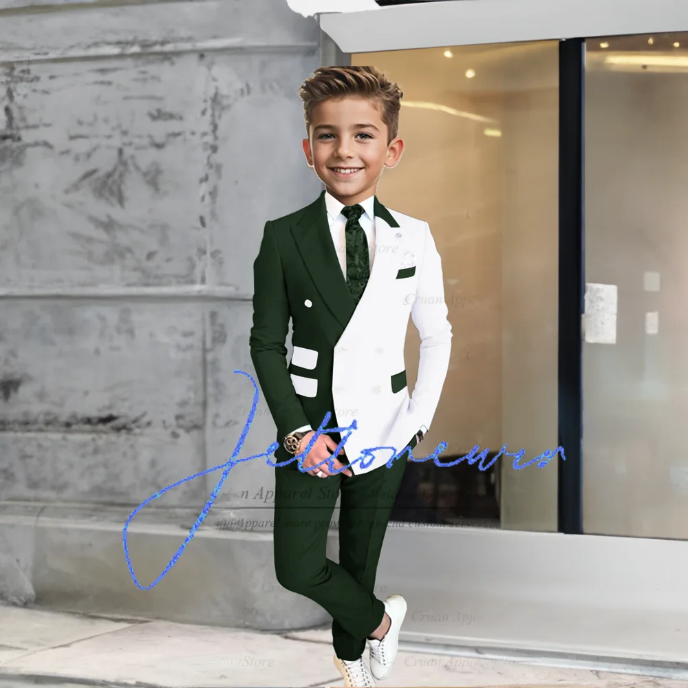 Completo per ragazzi cena serale abiti formali festa di nozze bambini eleganti pantaloni Blazer con giunture bianche bordeaux 2 pezzi