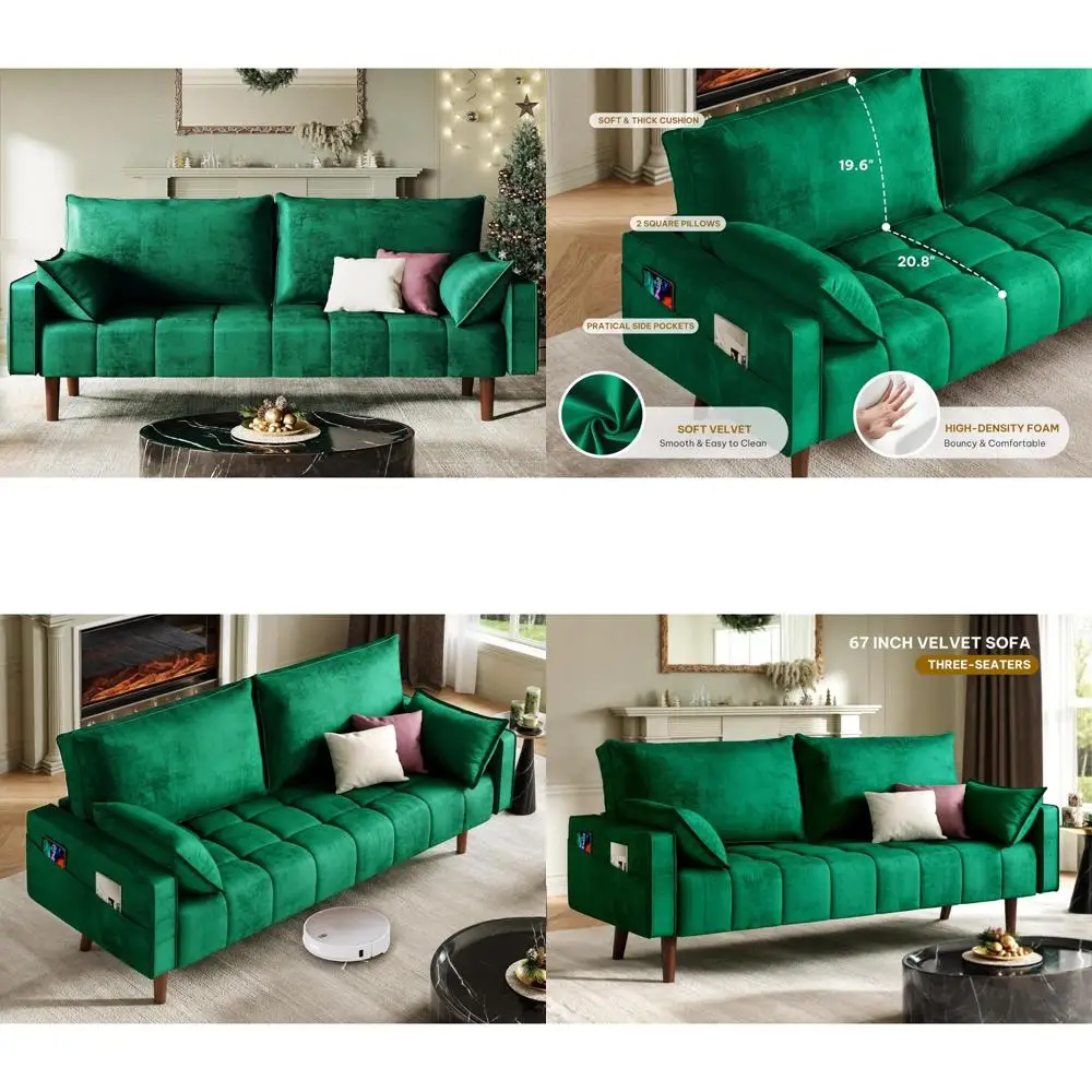 yitahome 67&quot; loveseat sofa, velvet fabric sofa couch for small space, modern loveseat with button tufted seat and side storage p