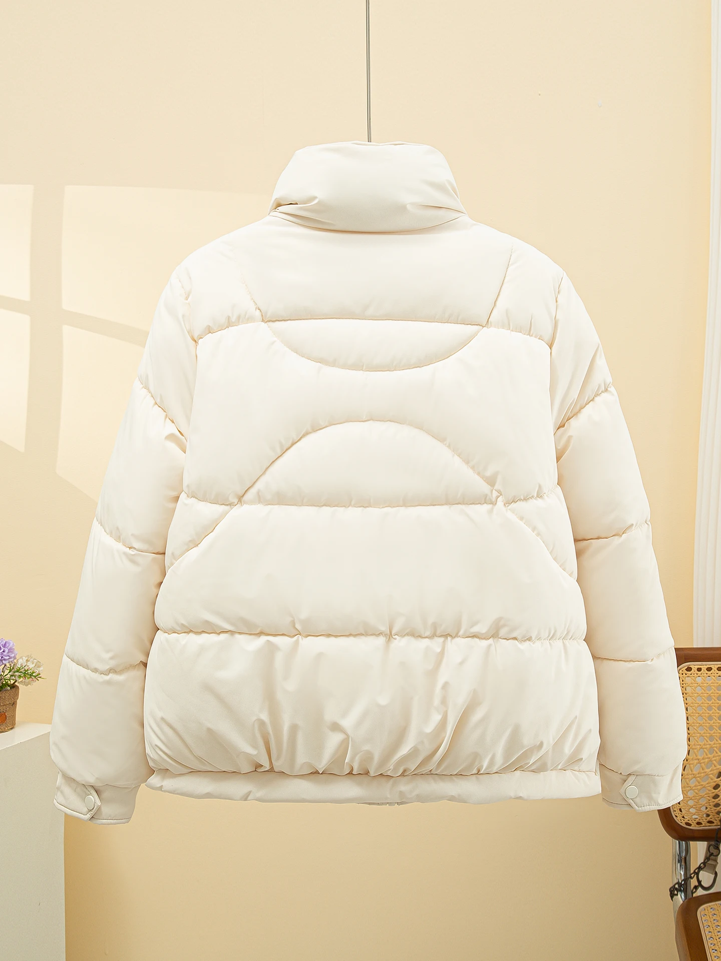 Jaqueta de Inverno de Algodão para Mulheres, Versão Coreana 2025, Ajuste Solto, Casaco com Gola Alta para Mulheres
