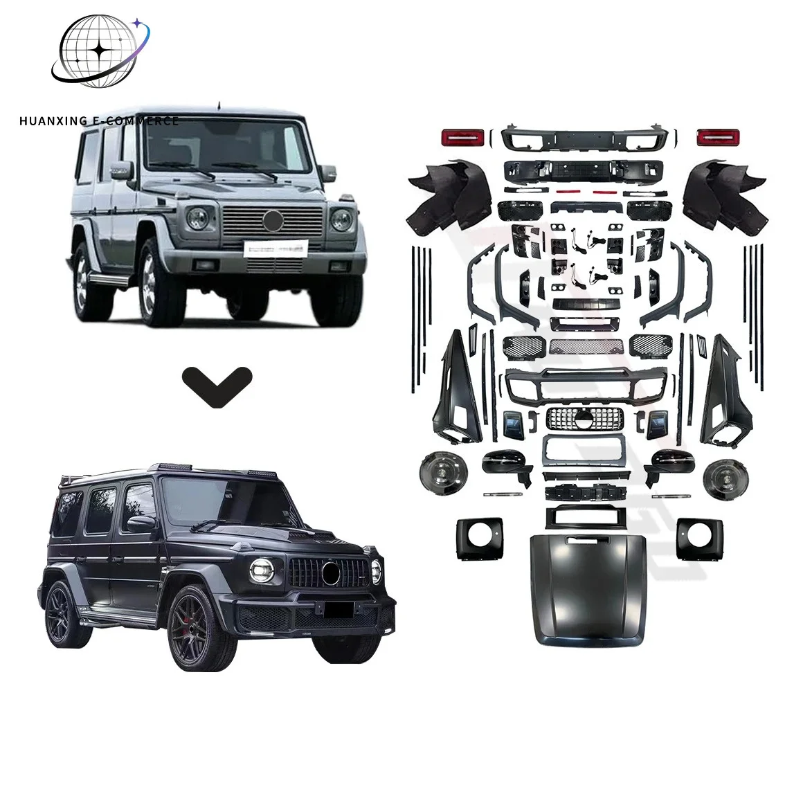 Factory Direct SaleNew Design PP ABS Material Body Kit for Benz G Class G500 G55 AMG G350 G550 Upgrade to 2023 B Wide Star W464