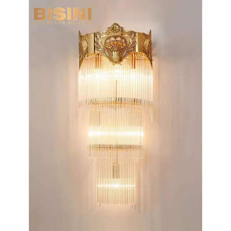 Modern Empire Bronze LED Gold Finish Dining Room Wall Lamp Sconce Fixture Crystal Lighting for Home and Villa Decor