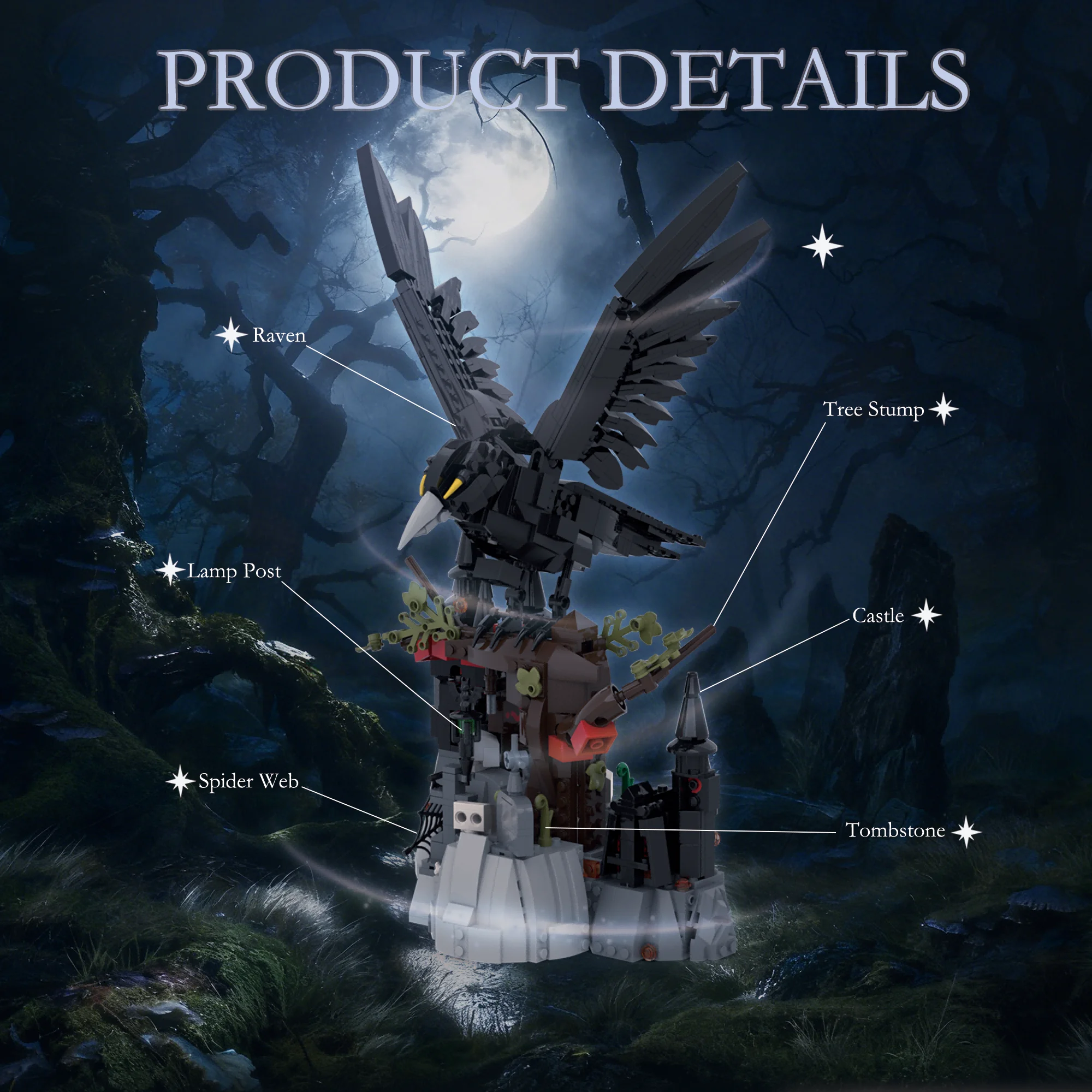 

Набор строительных блоков Dark Raven MOC, 1072 детали, серия «Животные», 3D-модель дикой природы, развивающая STEM-игрушка, подарок на день рождения или Рождество для детей
