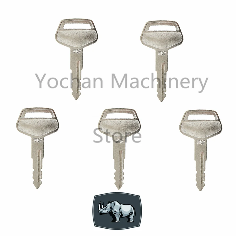 5 Pcs 787 Key For Komatsu Kalmar Dressta Sakai Excavator Loader Digger Equipment Ignition door Lock  Fuel Diesel Cap Cover