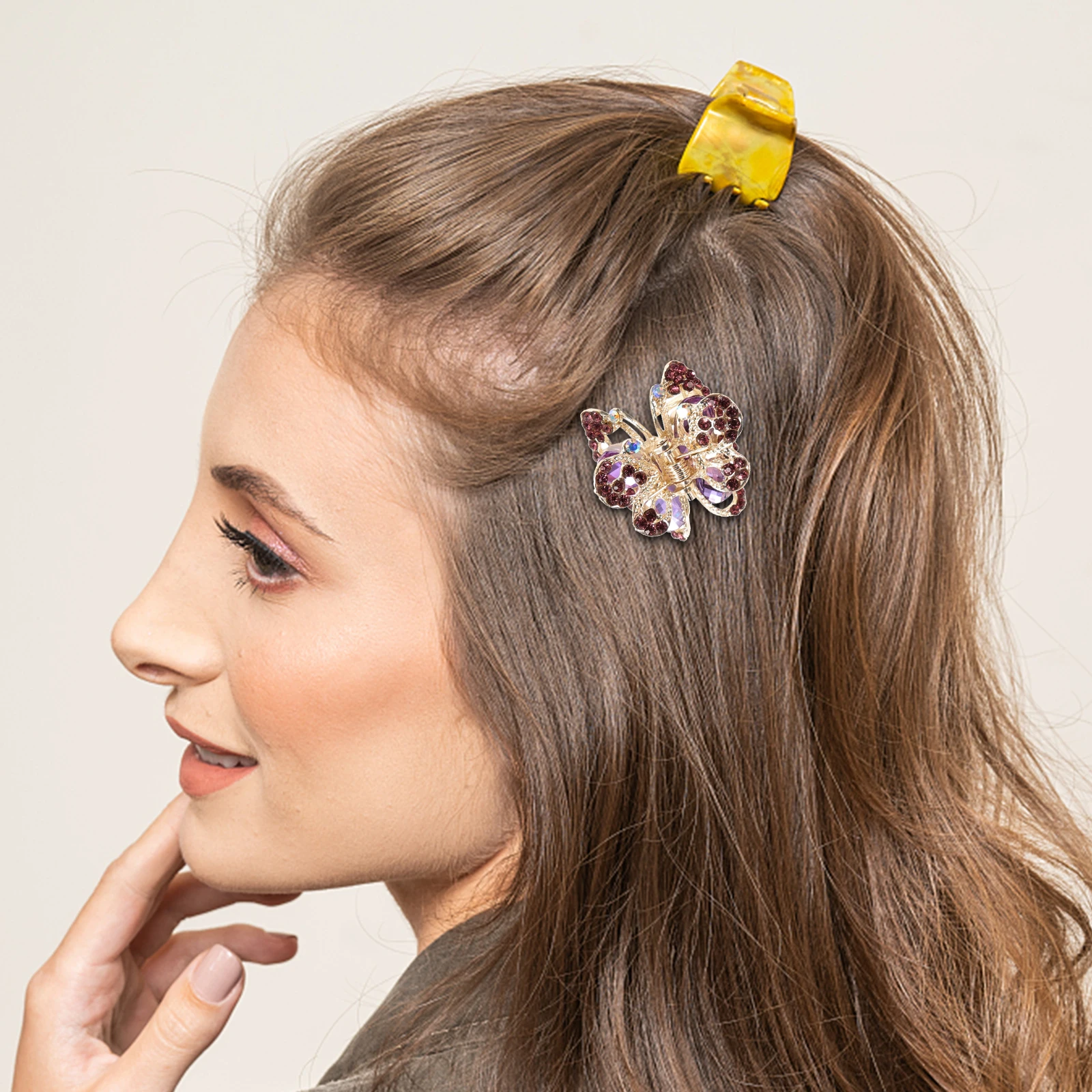 

5 PCS Hair Claws Rhinestone Clip Small Clips for Crystal Jaw with Rhinestones Child