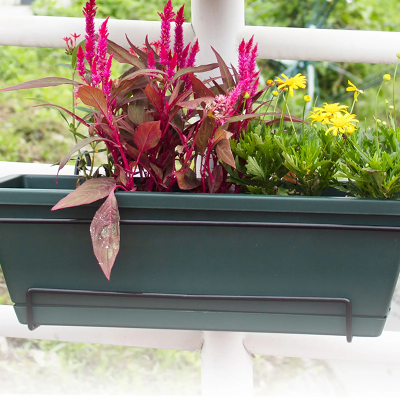 

Balcony Flower Pot Rectangle Plastic Plant Pots Rack Fence Hanger Garden Supplies Small Size Durable Material Smooth