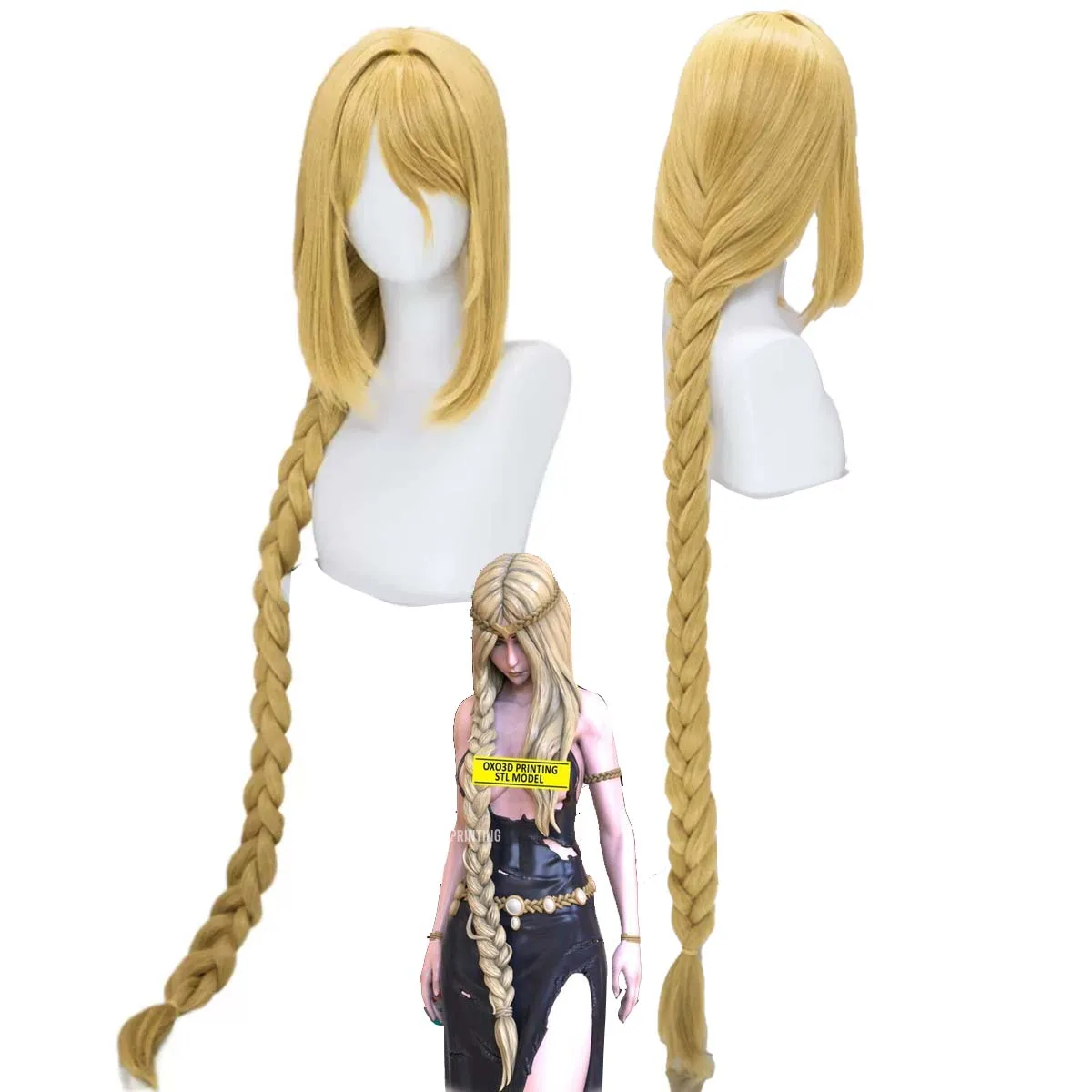 Women Game Marika Cosplay 100m Long Blonde Braid Heat Resistant Synthetic Hair Wig
